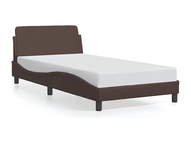 Bedframe met hoofdbord kunstleer bruin 100x200 cm BE719606