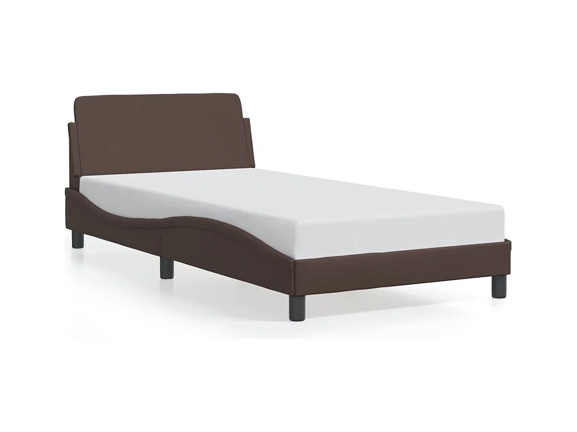 Cama c/ cabeceira 100x200cm couro artificial castanho PT733963