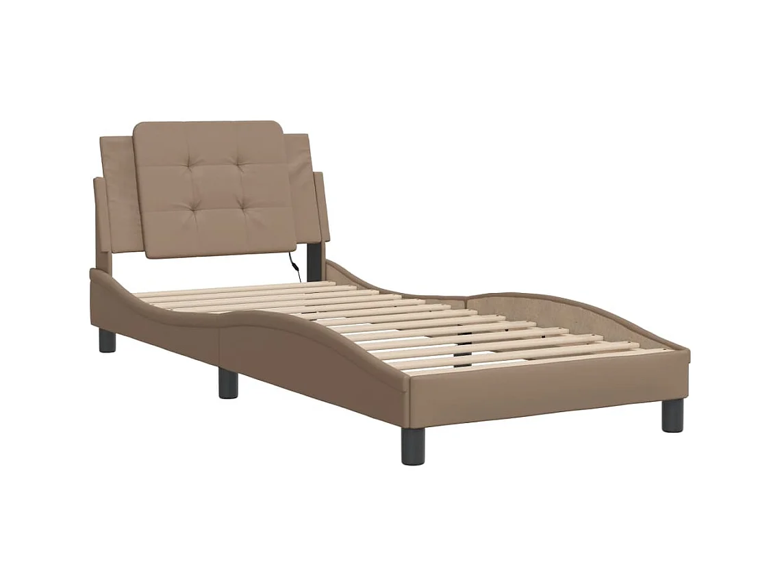 Lit simple avec lumières LED cappuccino 90x190 cm similicuir FR98451