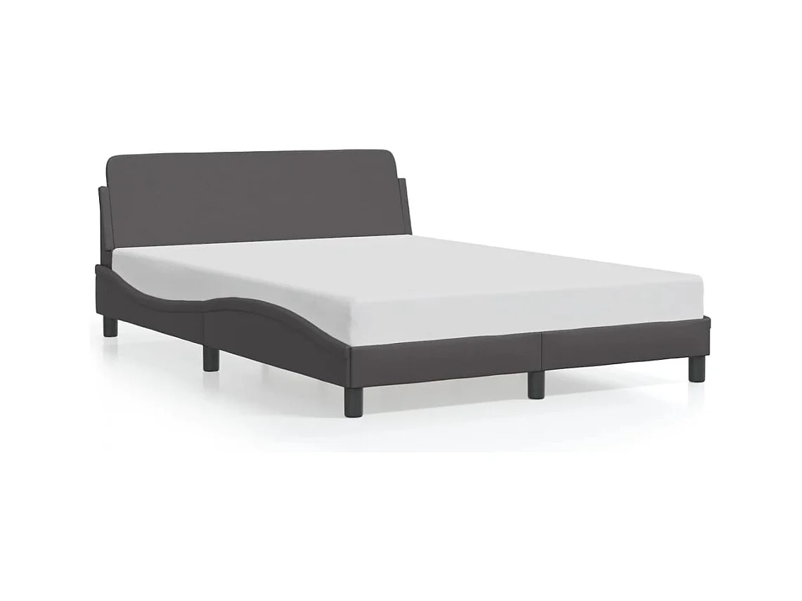 Lit double + tête de lit Gris 140x200 cm Similicuir FR87778