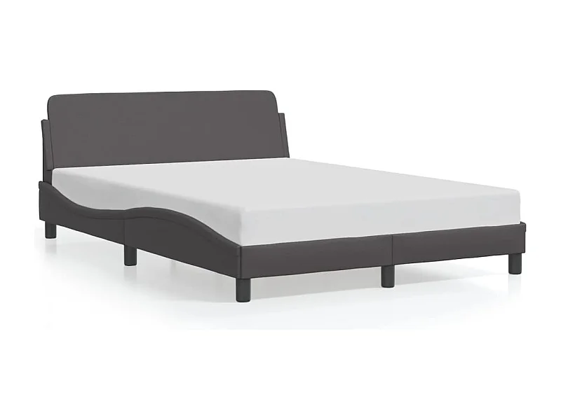 Bedframe met hoofdbord kunstleer grijs 140x200 cm BE134820