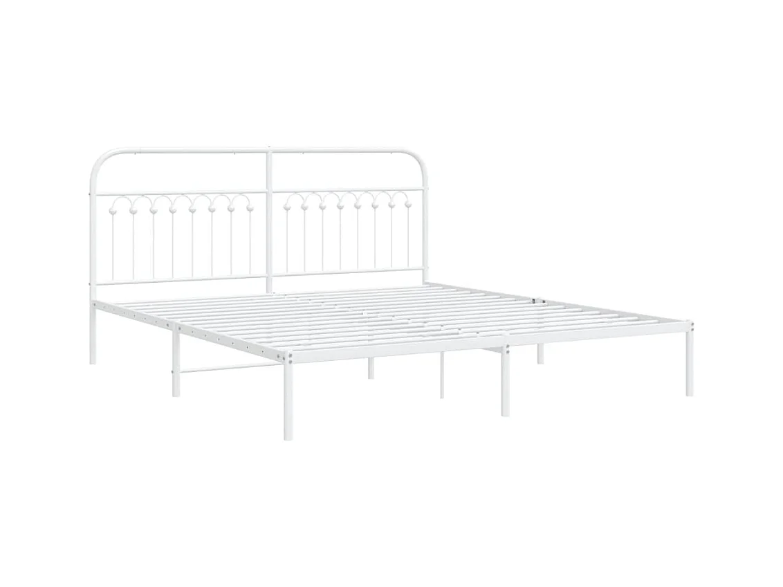 Cama com cabeceira 183x213 cm metal branco PT813246