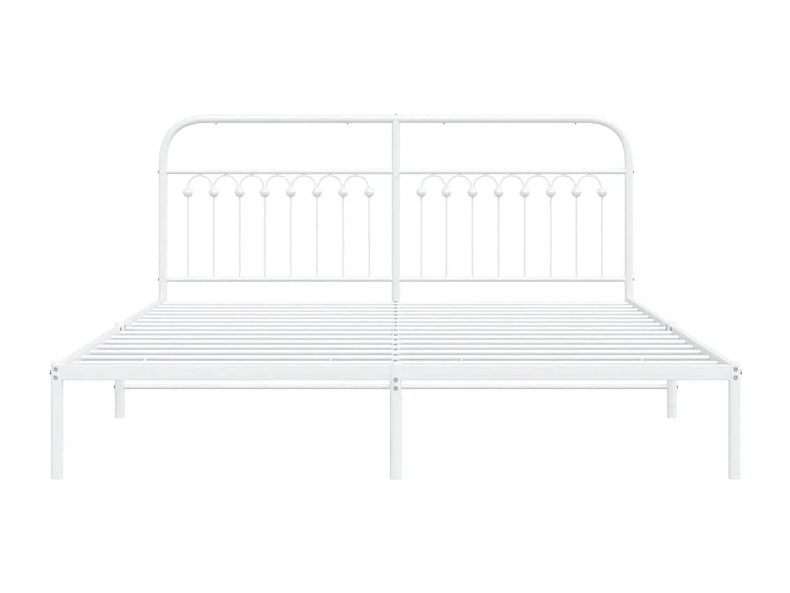 Bedframe met hoofdbord metaal wit 183x213 cm BE446559