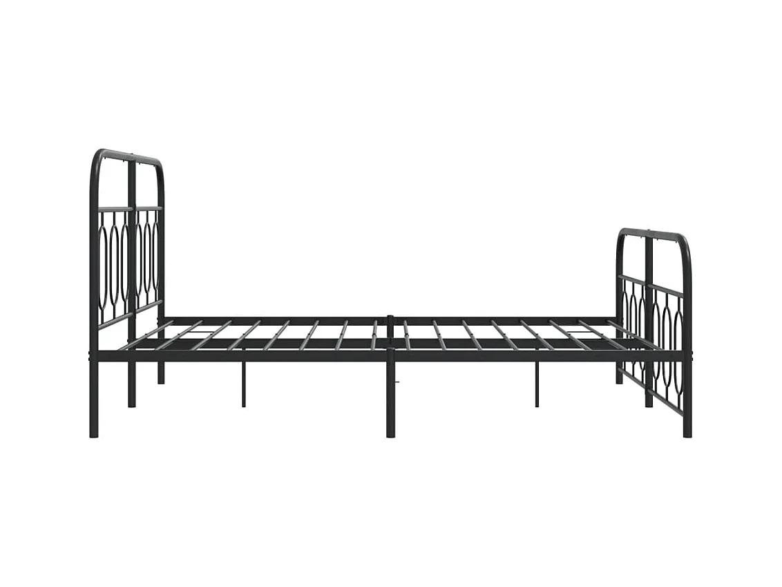 Lit double métal + tête de lit/pied de lit noir 140x190 cm FR90491