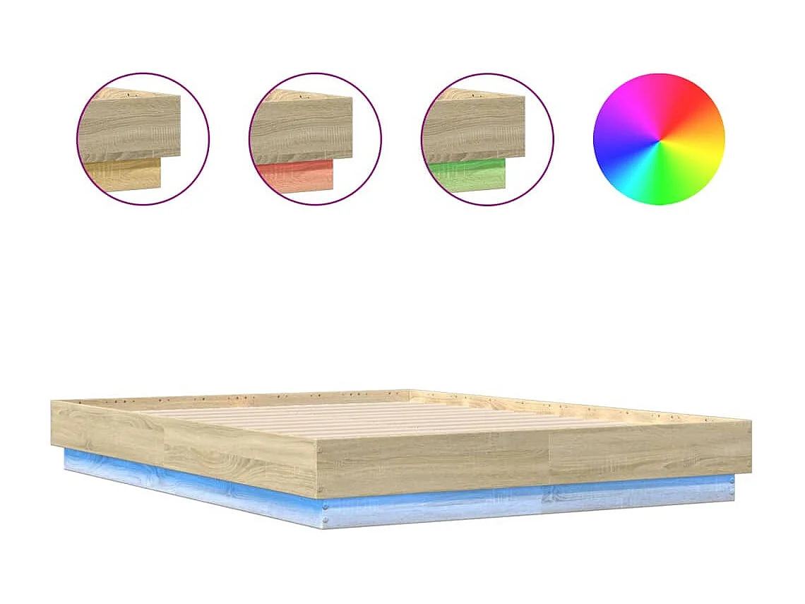 Bedframe met LED-verlichting sonoma eikenkleurig 135x190 cm BE174765