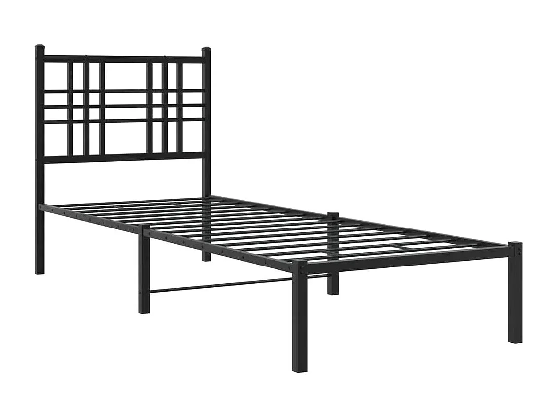 Bedframe met hoofdbord metaal zwart 75x190 cm BE548282