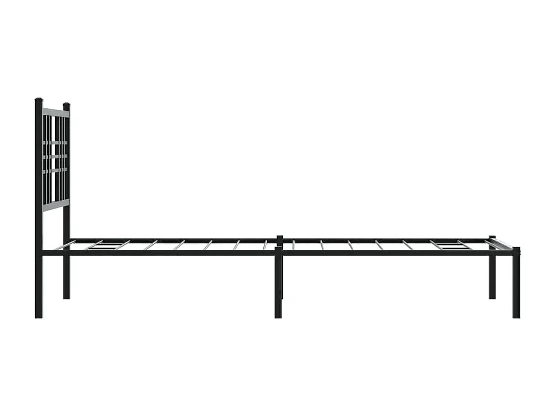 Bedframe met hoofdbord metaal zwart 75x190 cm BE548282