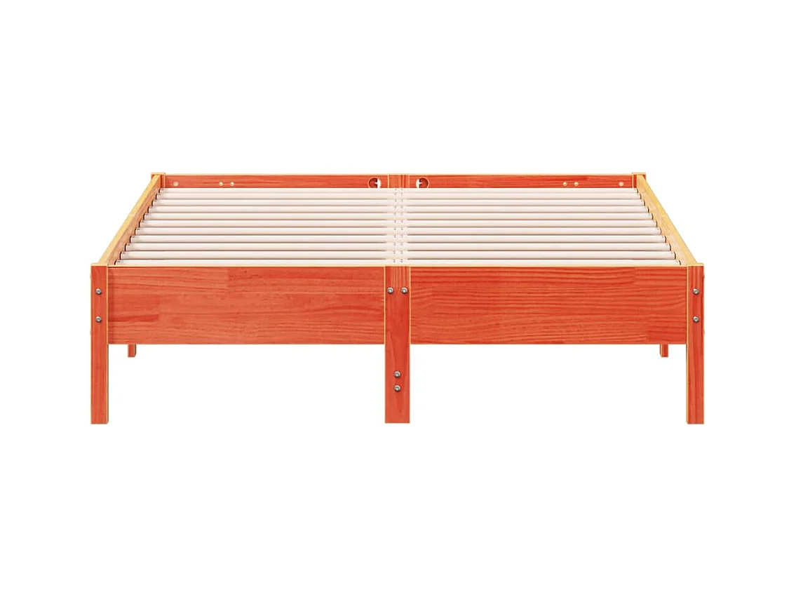 Cama 140x190 cm sin colchón madera maciza de pino marrón cera ES247129