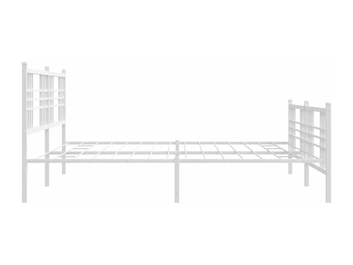 Lit double métal + tête de lit/pied de lit blanc 183x213cm FR70587