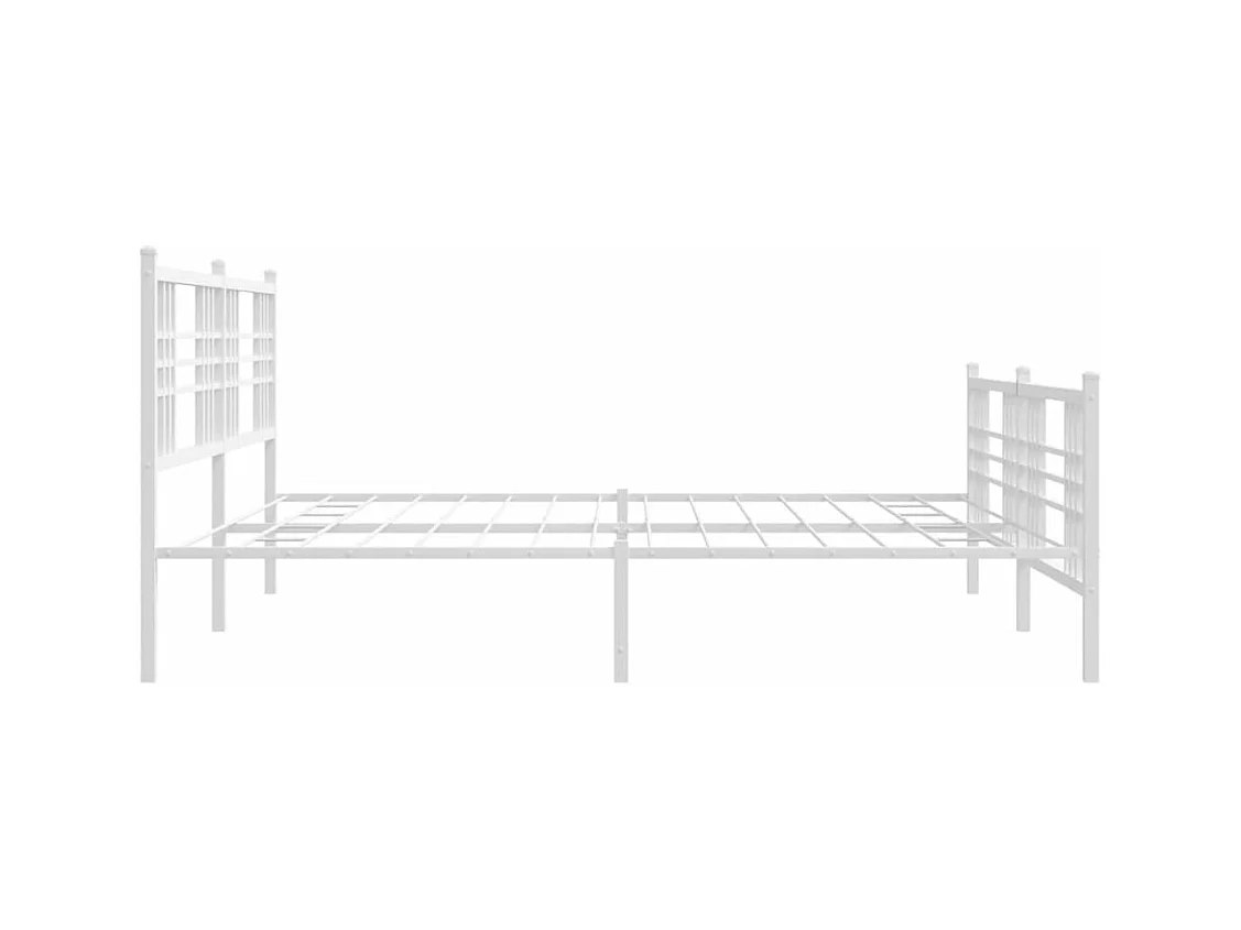 Cama com cabeceira e pés 183x213 cm metal branco PT576539