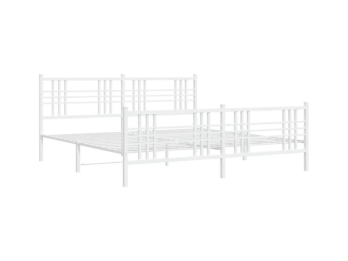 Cama com cabeceira e pés 183x213 cm metal branco PT576539