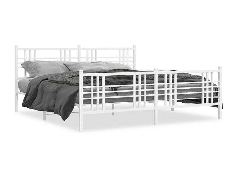 Bedframe met hoofd- en voeteneinde metaal wit 183x213 cm BE493902