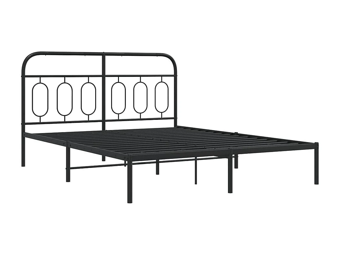 Cama matrimonial- 140x200 cm con cabecero metal negro ES737751