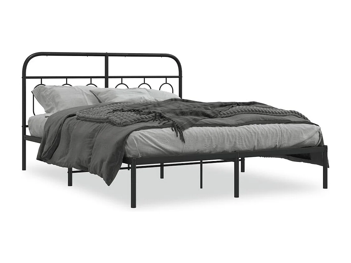 Bedframe met hoofdbord metaal zwart 140x200 cm BE624061