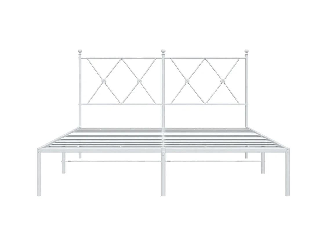 Lit double métal + tête de lit blanc 140x190 cm FR87841