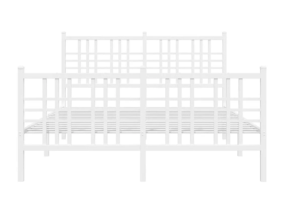 Cama com cabeceira e pés 140x190 cm metal branco PT994152