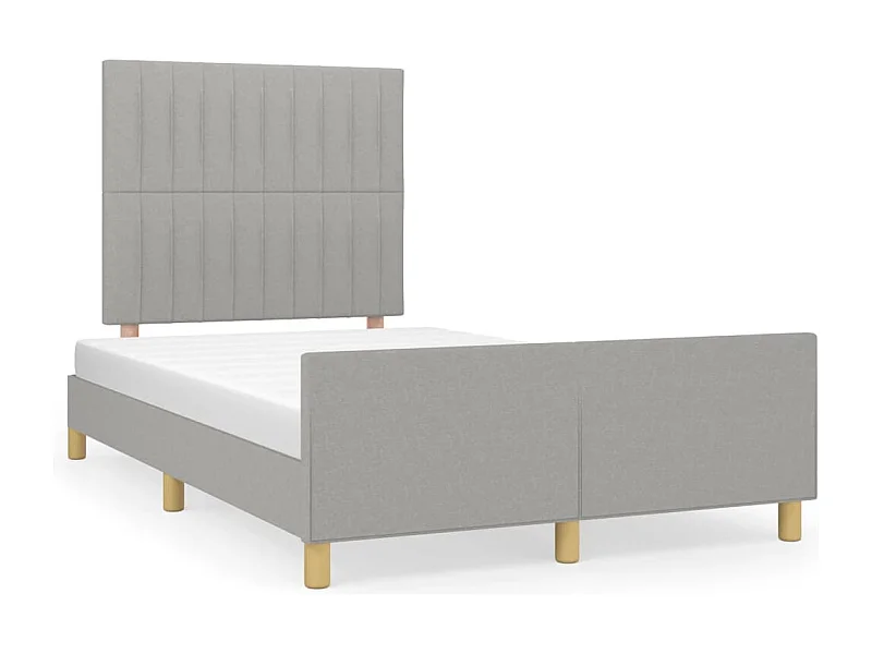 Lit double + tête de lit gris clair 120x190 cm tissu FR66814
