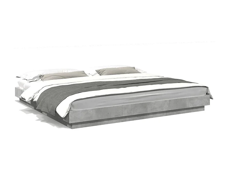 Cama matrimonial- 200x200cm madera de ingeniería gris hormigón ES127073