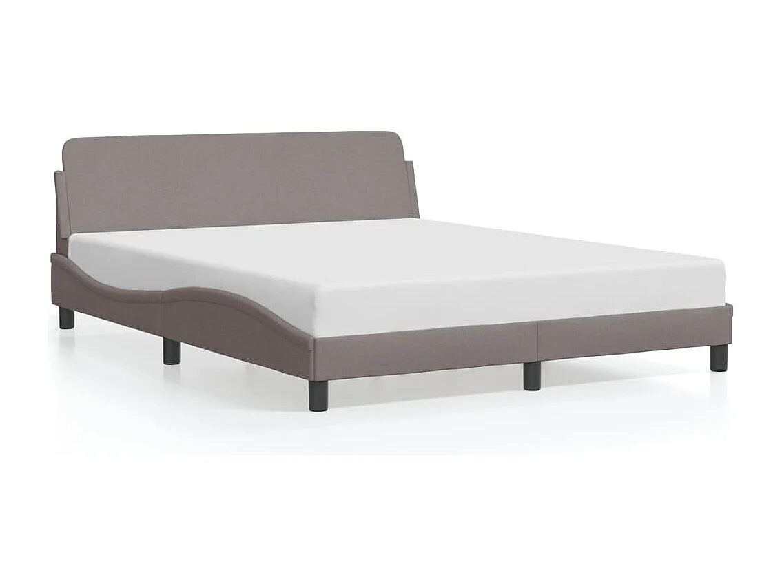 Lit double + tête de lit Taupe 160x200 cm Tissu FR73236