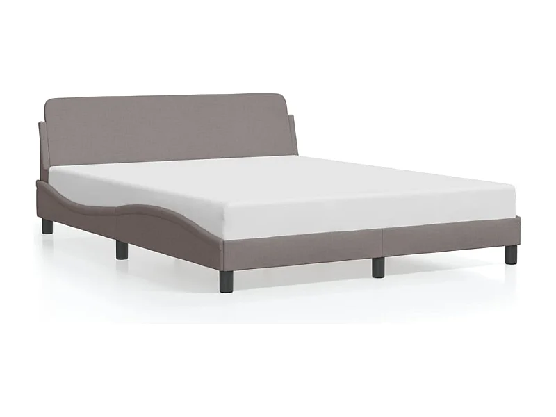 Lit double + tête de lit Taupe 160x200 cm Tissu FR73236