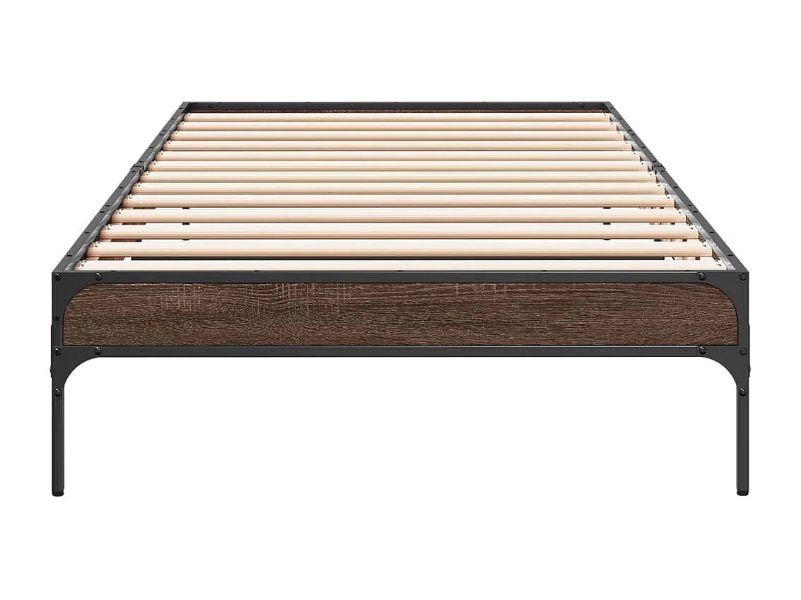 Cama 75x190 cm - madera ingeniería metal roble marrón ES432938