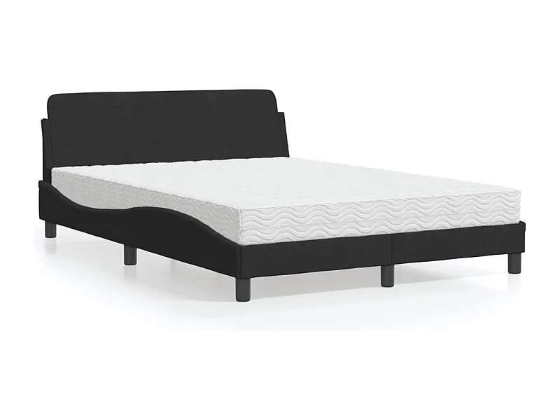 Cama com colchão 140x200 cm veludo preto PT217032