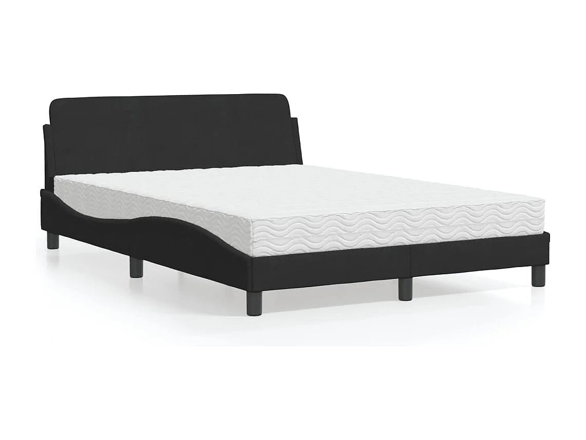 Cama com colchão 140x200 cm veludo preto PT217032