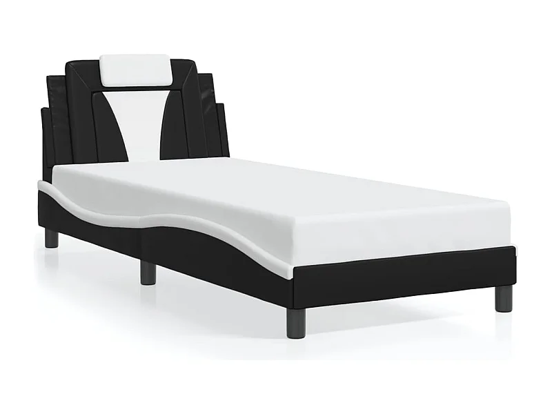 Lit simple avec lumières LED noir blanc 80x200 cm similicuir FR12218