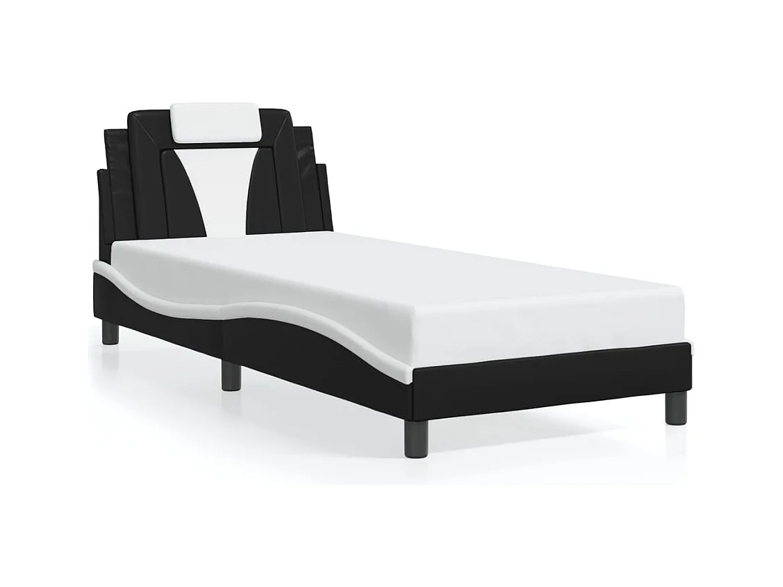 Lit simple avec lumières LED noir blanc 80x200 cm similicuir FR12218