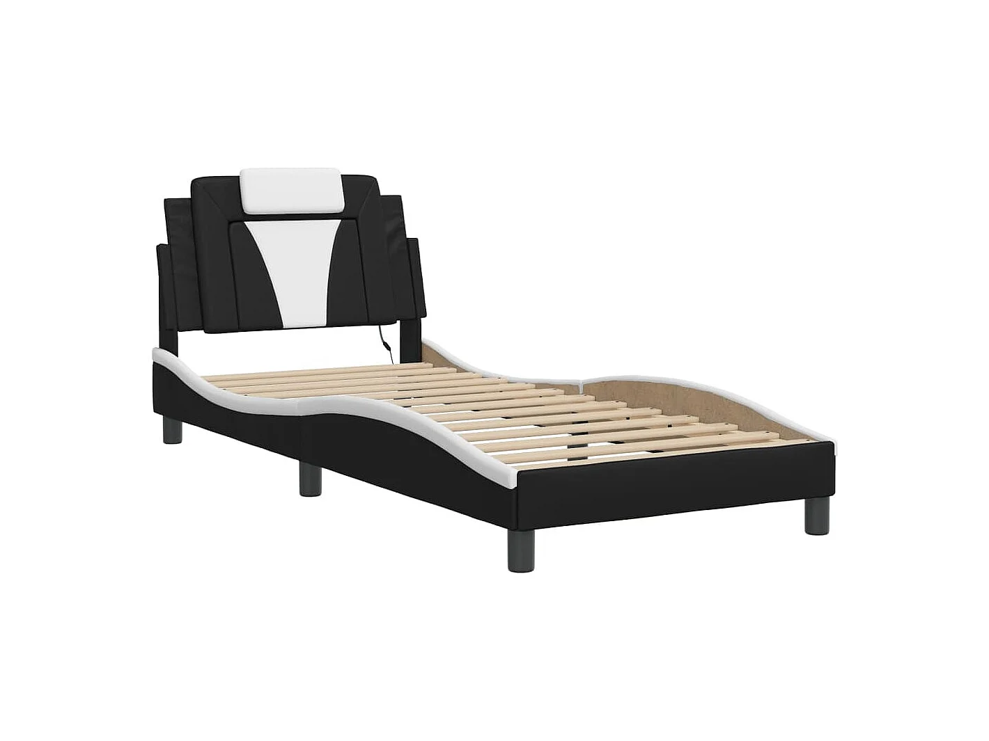 Lit simple avec lumières LED noir blanc 80x200 cm similicuir FR12218