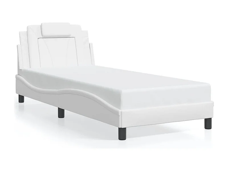 Bedframe met hoofdbord kunstleer wit 90x200 cm BE145312