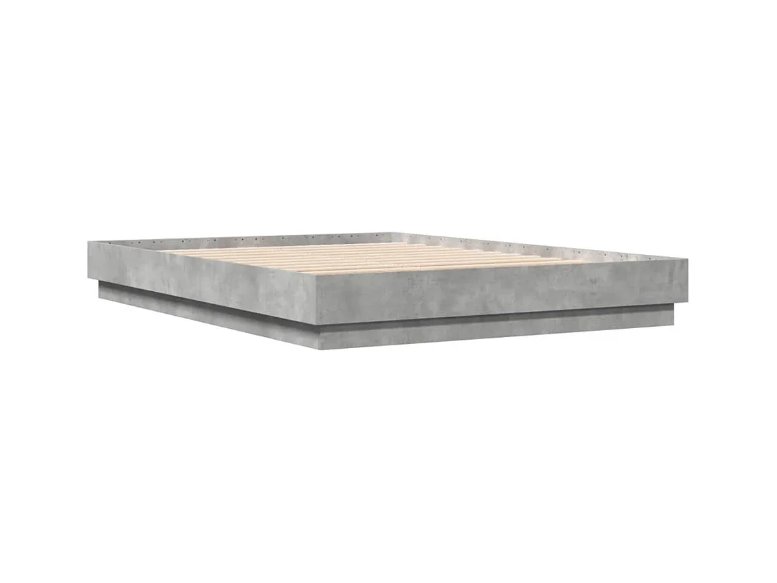 Lit double avec lumières LED gris béton 150x200 cm FR83973