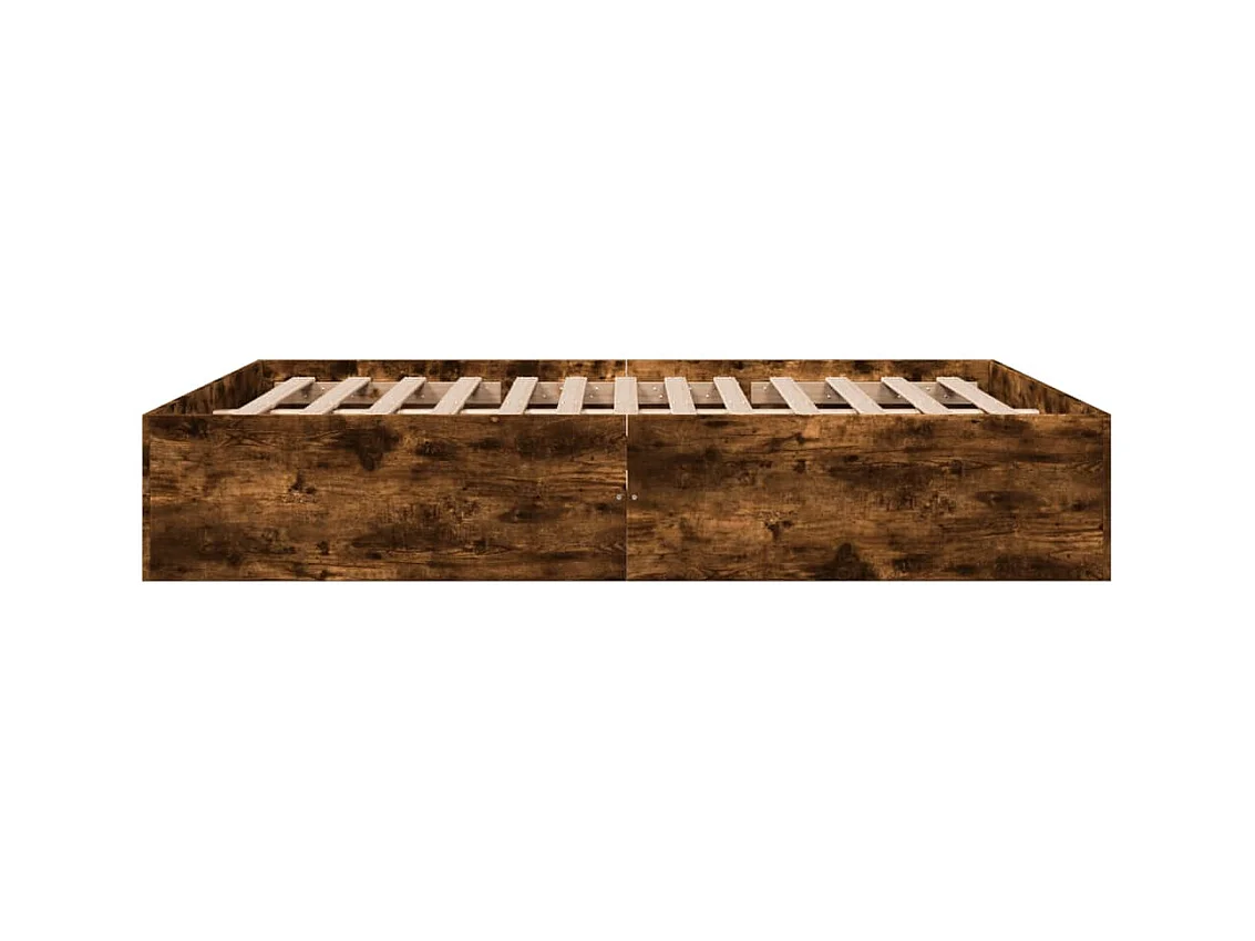 Lit double chêne fumé 150x200 cm bois d'ingénierie FR42280