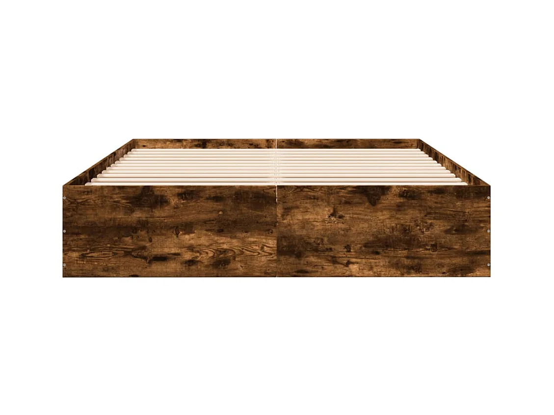 Lit double chêne fumé 150x200 cm bois d'ingénierie FR42280