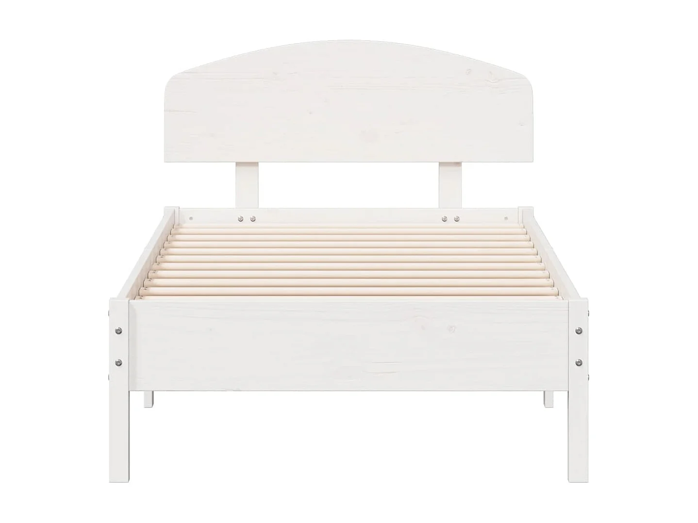 Lit simple + tête de lit blanc 90x190cm bois de pin massif FR95252