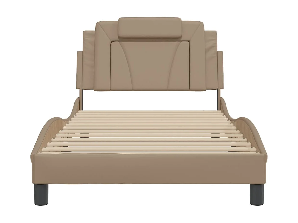Lit simple + tête de lit Cappuccino 100x200 cm Similicuir FR49920