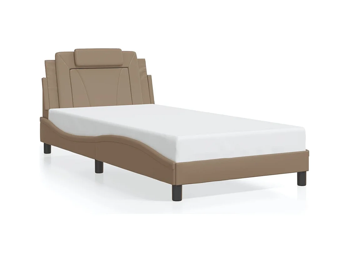 Lit simple + tête de lit Cappuccino 100x200 cm Similicuir FR49920