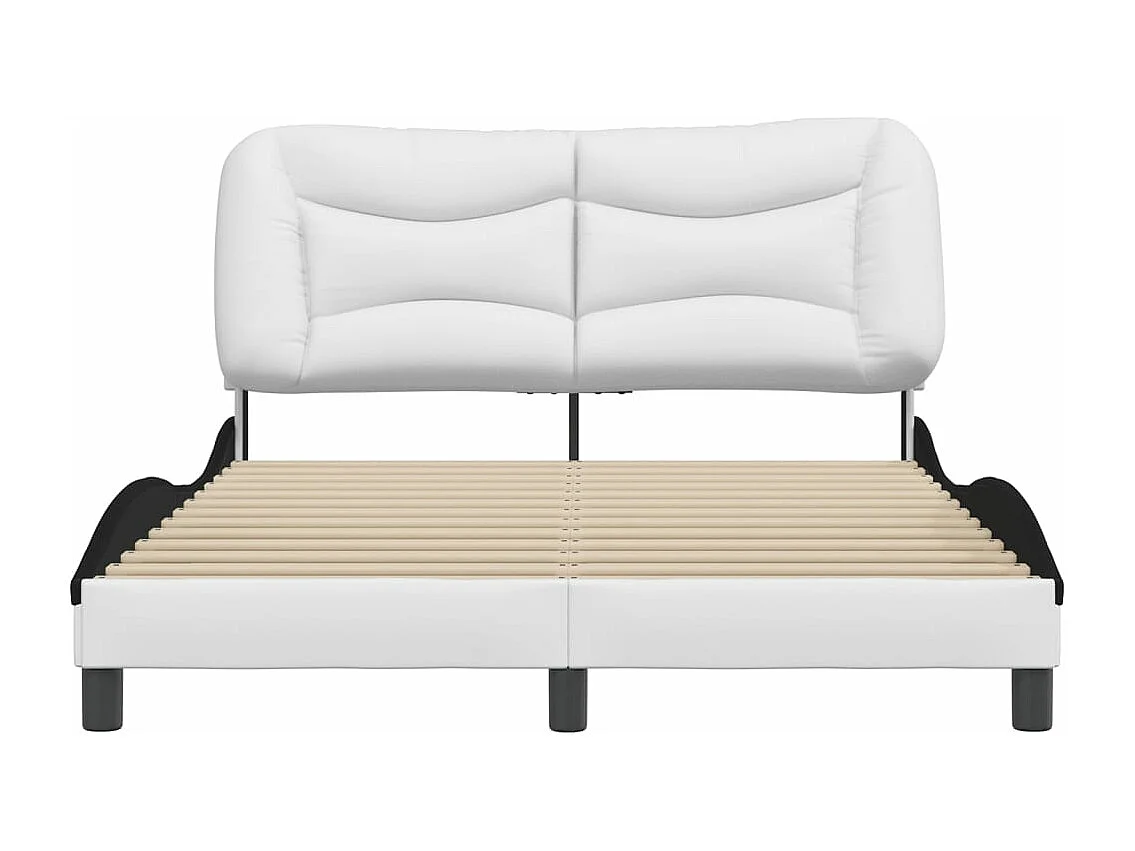 Cama c/ cabeceira 120x200 couro artif. branco/preto PT994456