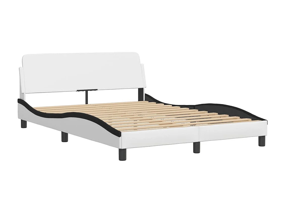 Cama c/ cabeceira 120x200 couro artif. branco/preto PT994456