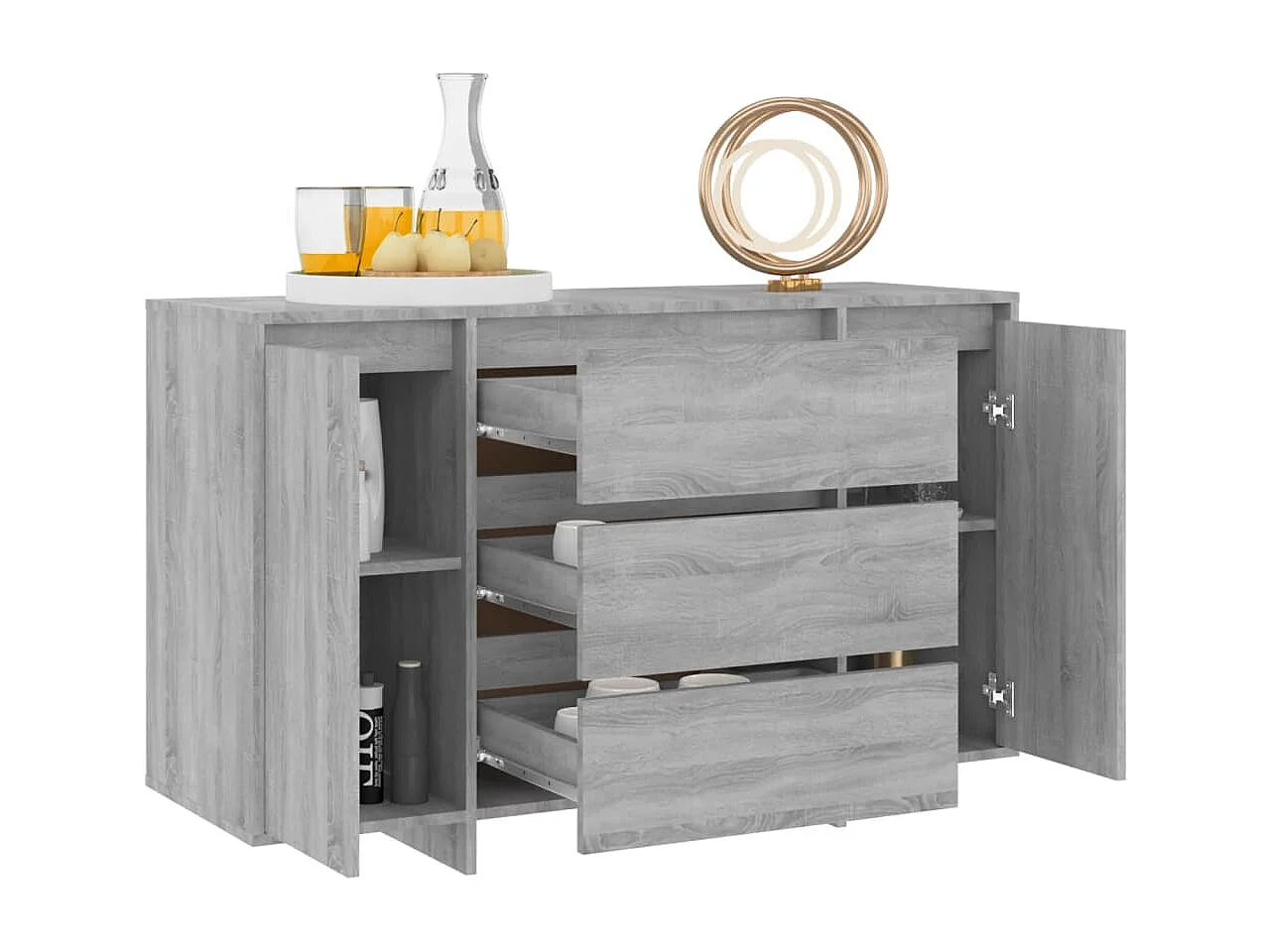 Commode basse avec 3 tiroirs sonoma gris 120x41x75cm bois d'ingénierie FR56245