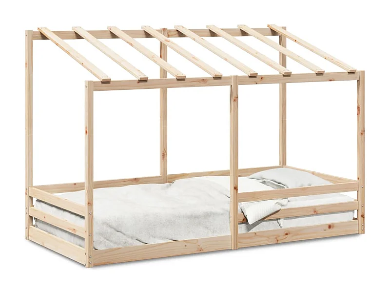 Kinderbed met bedhuis 100x200 cm massief grenenhout BE513822