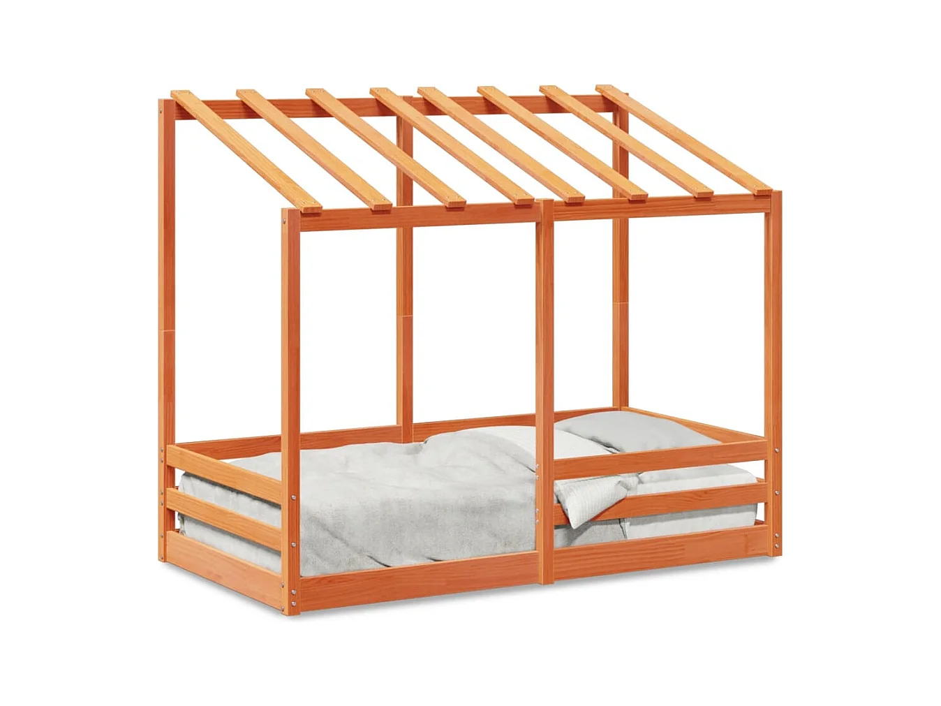 Lit cabane pour enfants et toit cire marron 70x140 cm bois massif pin FR51406