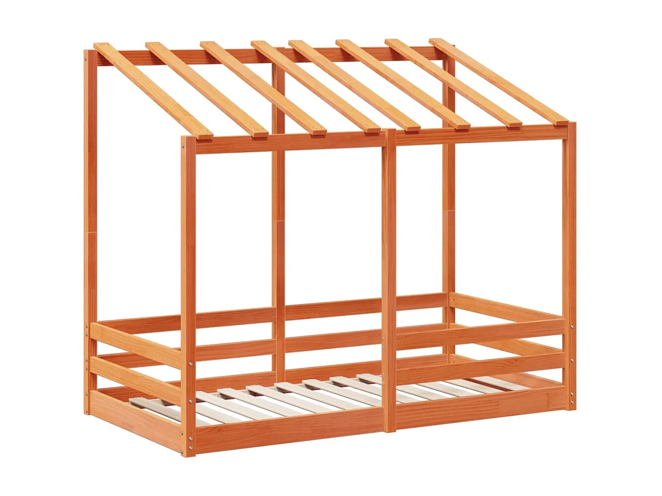 Lit cabane pour enfants et toit cire marron 70x140 cm bois massif pin FR51406