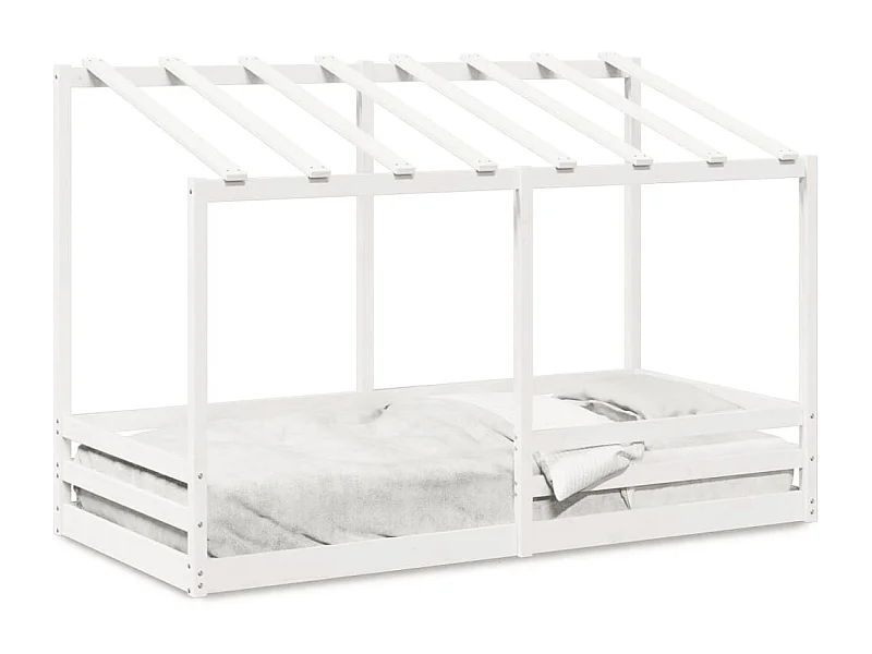 Cama infantil con techo madera maciza pino blanca 100x200 cm ES802678
