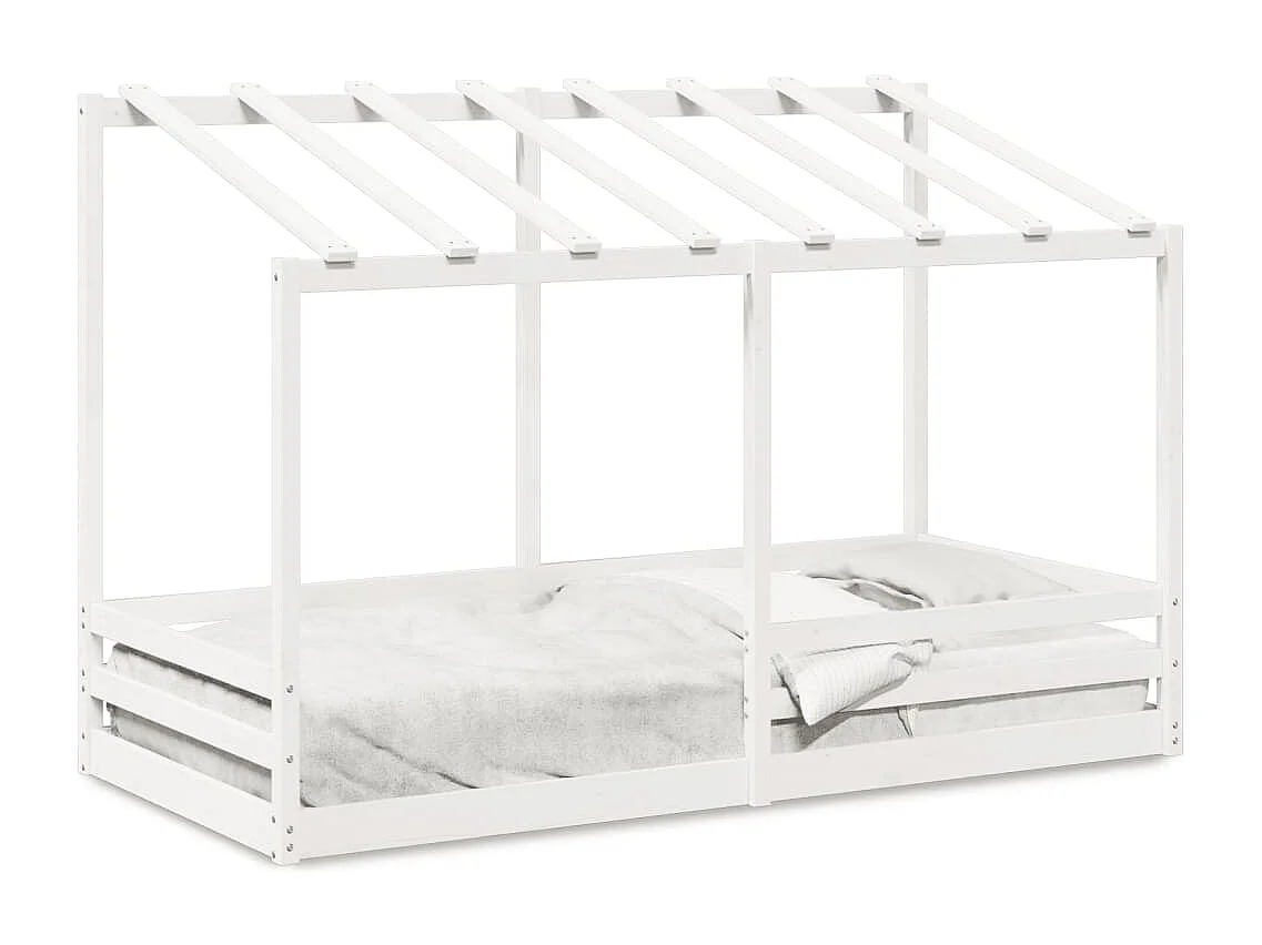 Lit cabane pour enfants avec toit blanc 100x200 cm bois de pin massif FR89852