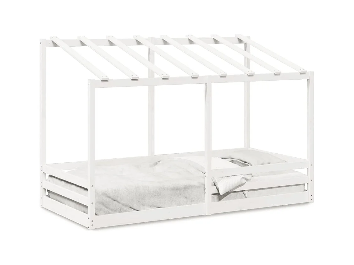 Lit cabane pour enfants avec toit blanc 100x200 cm bois de pin massif FR89852