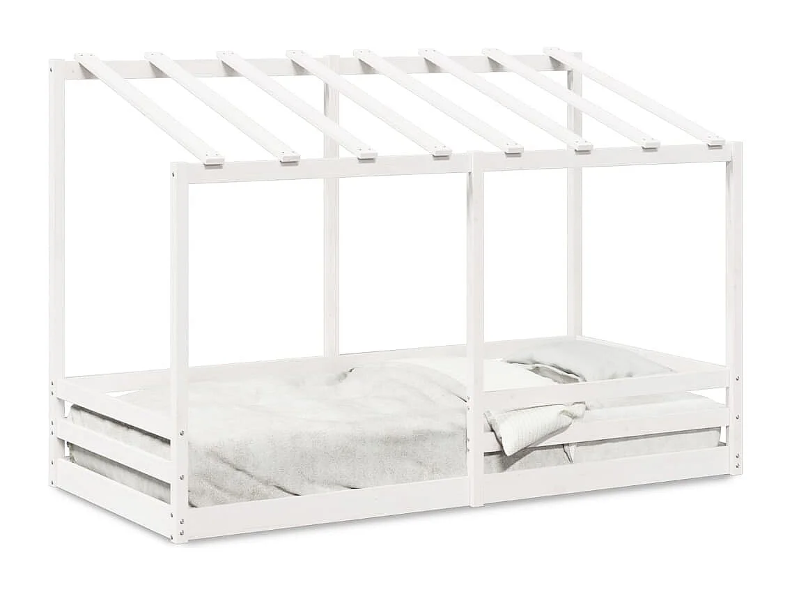 Cama infantil com telhado 90x200 cm pinho maciço branco PT470377