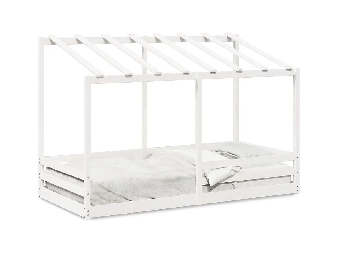 Lit cabane pour enfants avec toit blanc 90x200 cm bois massif de pin FR79436