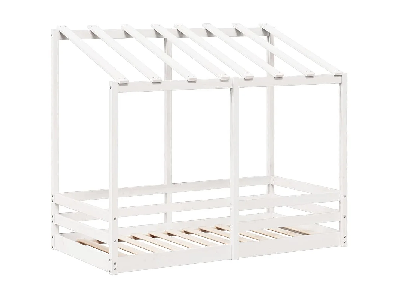 Cama infantil com telhado 80x160 cm pinho maciço branco PT744781