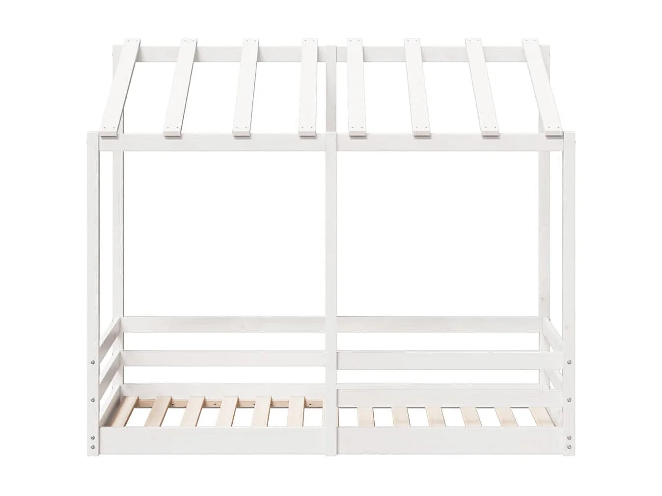 Cama infantil com telhado 80x160 cm pinho maciço branco PT744781